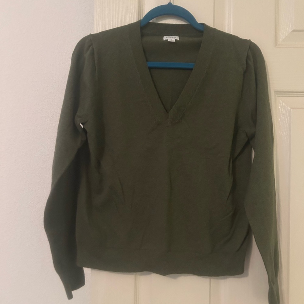 J. Crew Olive V-Neck Sweater